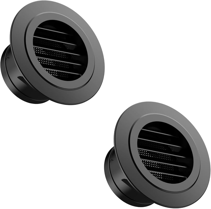 Hon&Guan 4 Inch Black Soffit Exterior Vent Cover with Built-in Fly Scr