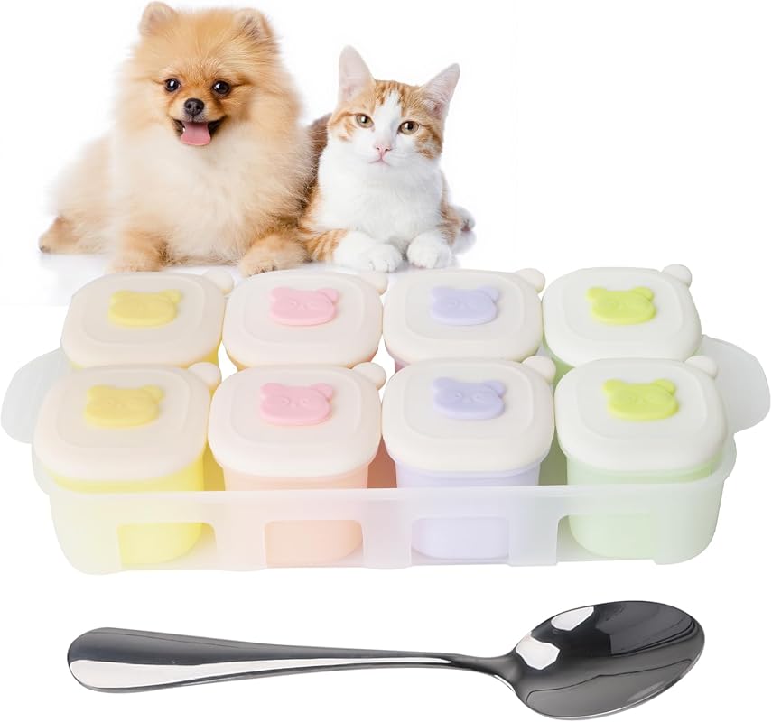 Farmers Homemade 8-Pack Silicone Pet Wet Food Container with Lids and