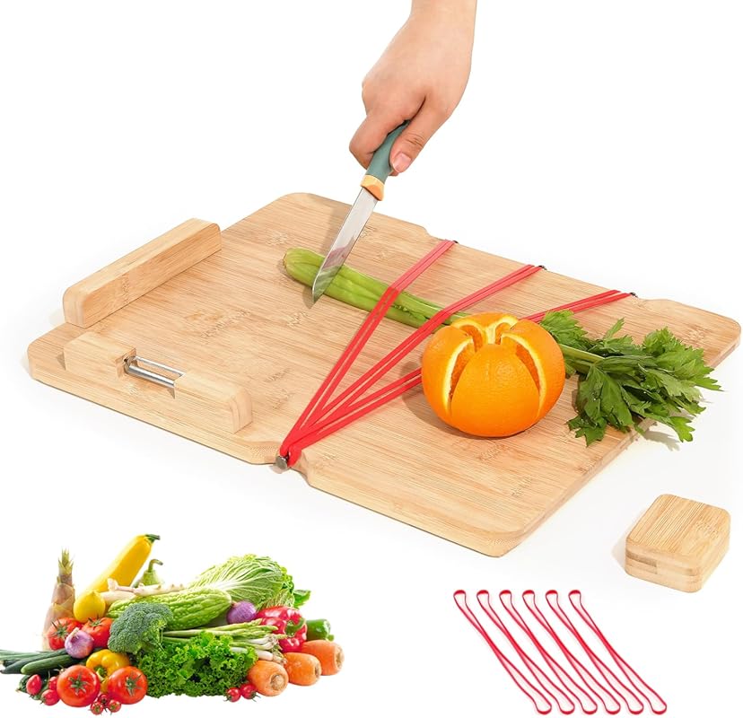 One-Handed Adaptive Cutting Board with Peeler, Steel Spikes, Bread Sto