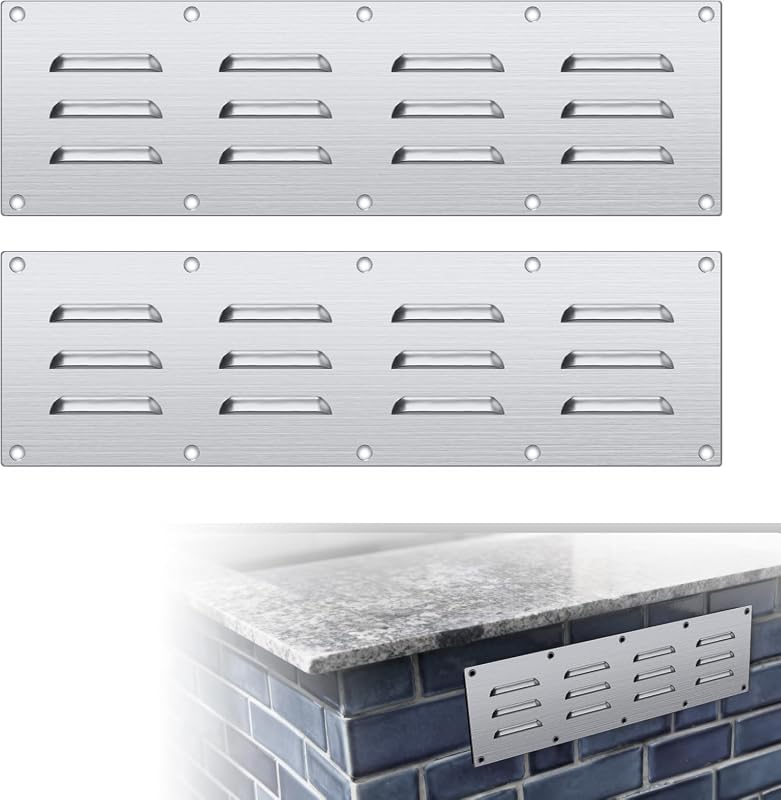304 Stainless Steel BBQ Venting Panel for Outdoor Kitchen, 15" x 4-1/2
