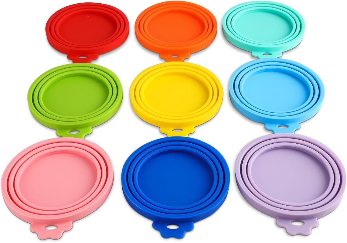 Yobbai 9 Pack Airtight Silicone Pet Food Can Lids, Fits 3 to 13.2 oz C