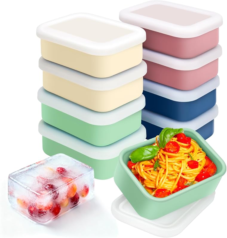 8 PCS 2 Cup Silicone Freezer Molds with Lid, Reusable Food Preserving