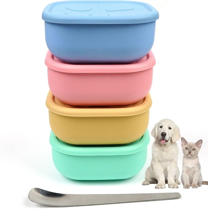2ME Airtight Pet Wet Food Storage Containers 4-Pack with Lids, Freezer
