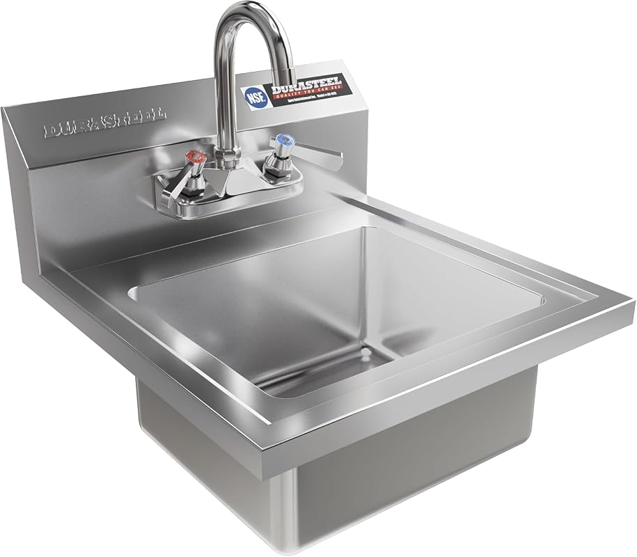 DuraSteel Commercial Hand Wash Sink NSF Certified 12x10 Basin with Fau