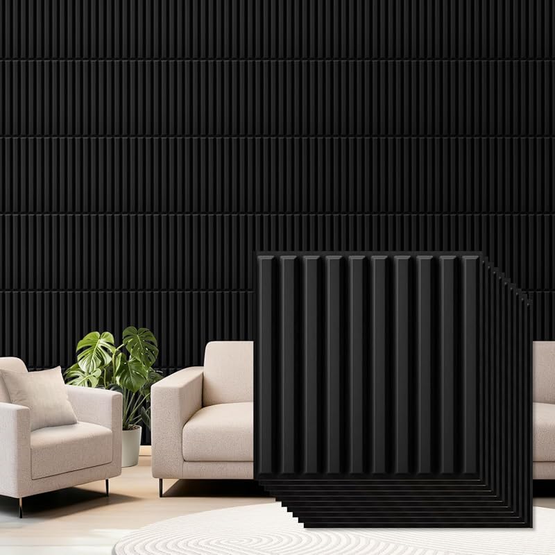 Qidejoy 33 Pcs 3D PVC Fluted Slat Wall Panels, Cuttable Paintable Mode