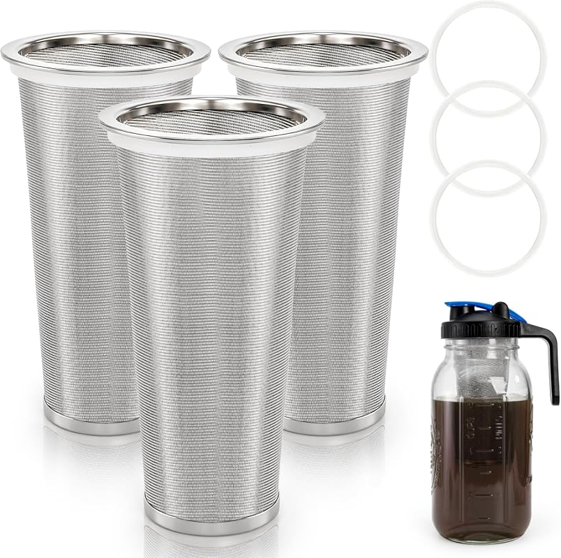 Goaste 3 Pack Cold Brew Coffee Filter for 32oz Wide Mouth Mason Jar, 3