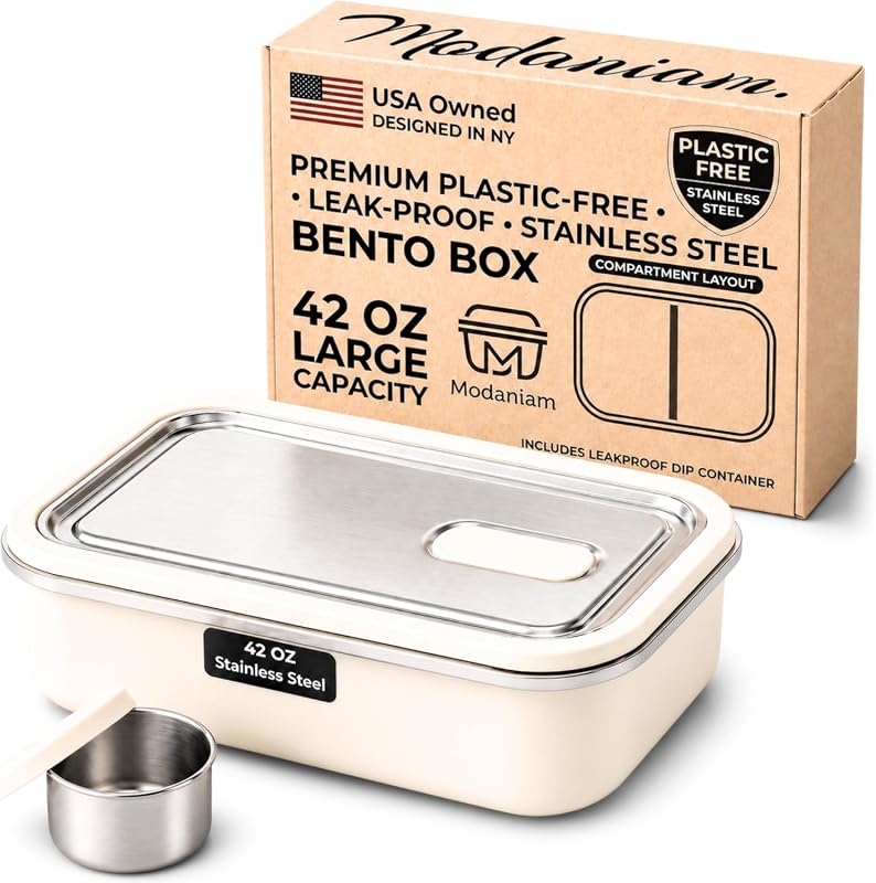 Modaniam 42oz Stainless Steel Bento Box for Adults, Leak Proof Metal L