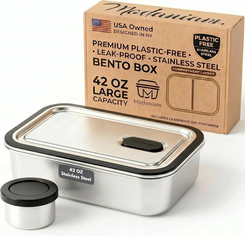Modaniam 42oz Stainless Steel Bento Box for Adults, Metal Lunch Contai