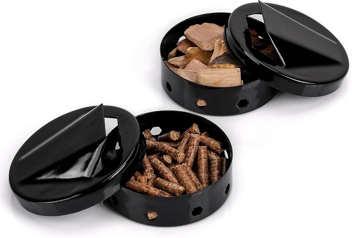 onlyfire 2 Pack Enamel Smoker Box, Heavy Duty BBQ Wood Chip Smoker Box