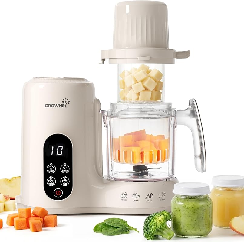 Grownsy Baby Food Maker with Dual-Layer Steam Basket, Processor for St
