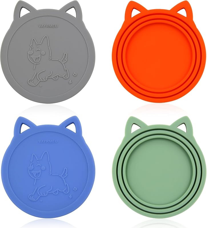 4 Pack Universal BPA-Free Silicone Pet Food Can Covers for Standard Do