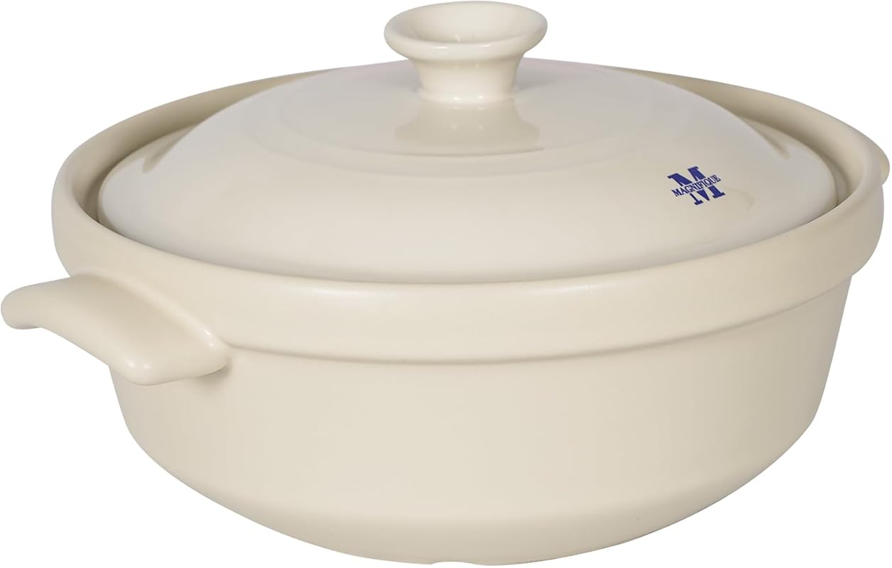 Magnifique 3 Quart Flami Clay Pot with Lid - Natural Non-Toxic PFAS-Fr