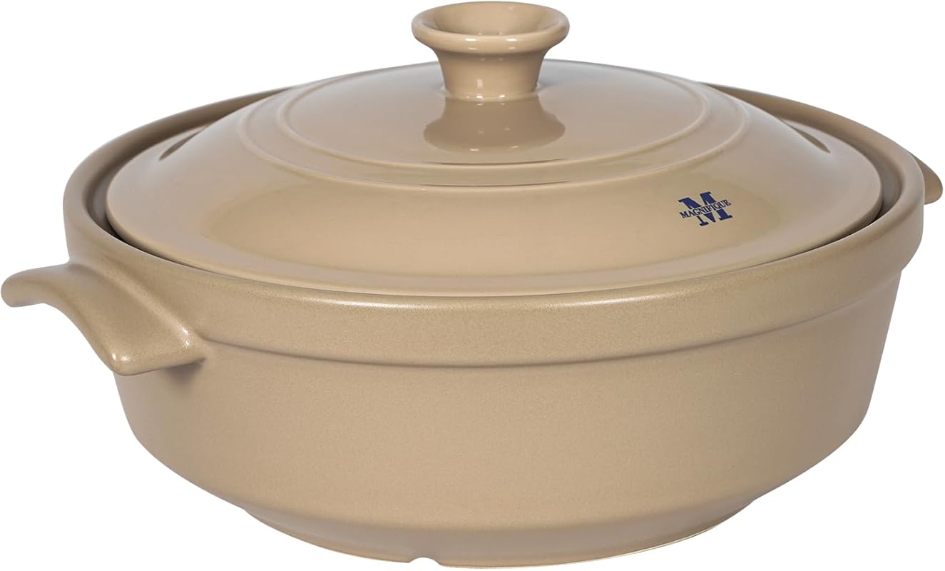 Magnifique 5 Quart Flami Clay Pot with Lid - Natural Non-Toxic PFAS-Fr
