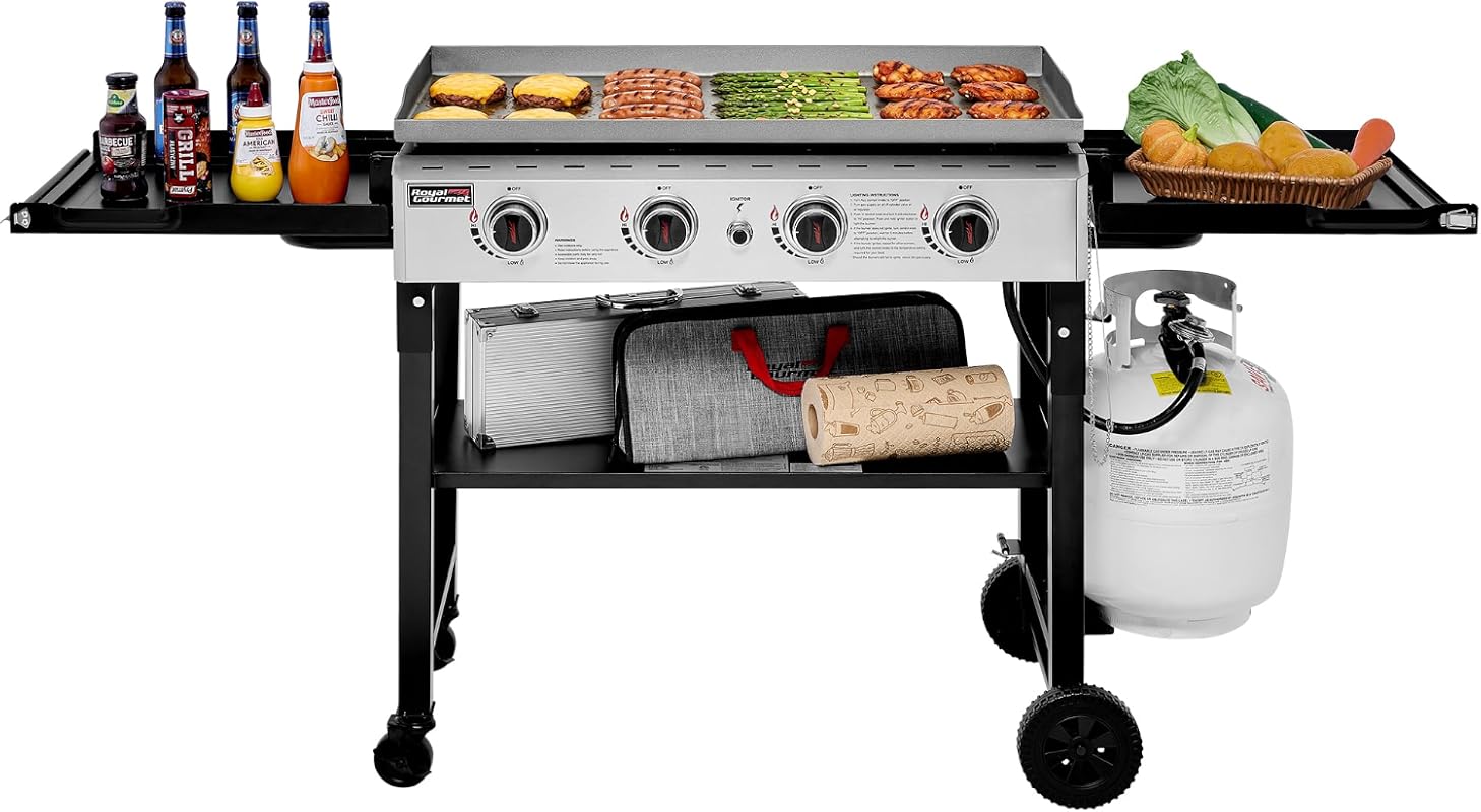 Royal Gourmet GB4001F 4-Burner Propane Griddle with Folding Side Shelves
