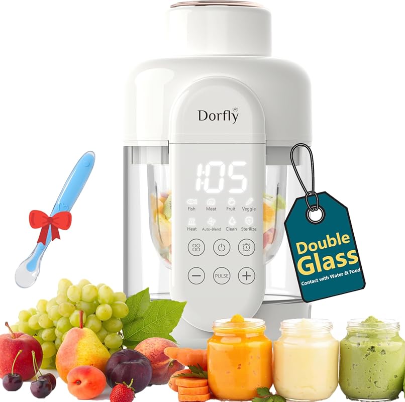 Glass Baby Food Maker 12oz Steamer and Blender, 9-in-1 Puree Maker wit